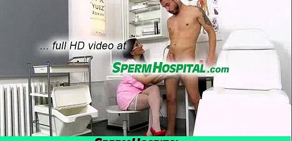  Sexy uniform lady jerks off a boy patient feat. doctor Marta